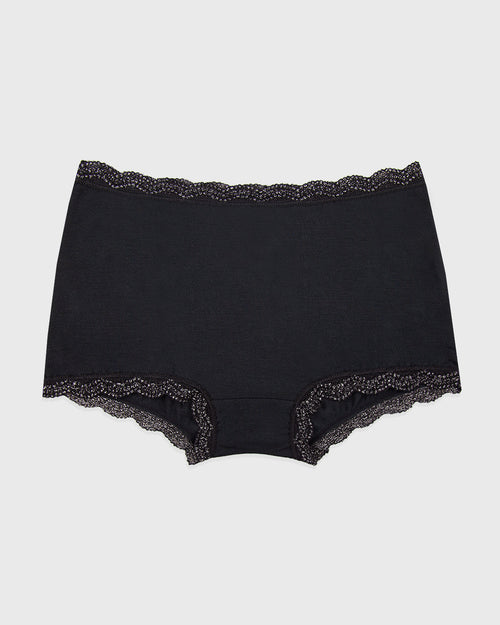 Hipster Brief - Black Sparkle Lace Stripe & Stare