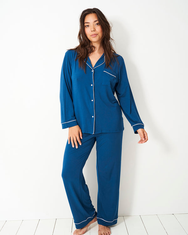 Long Pajama Set - Midnight Stripe & Stare