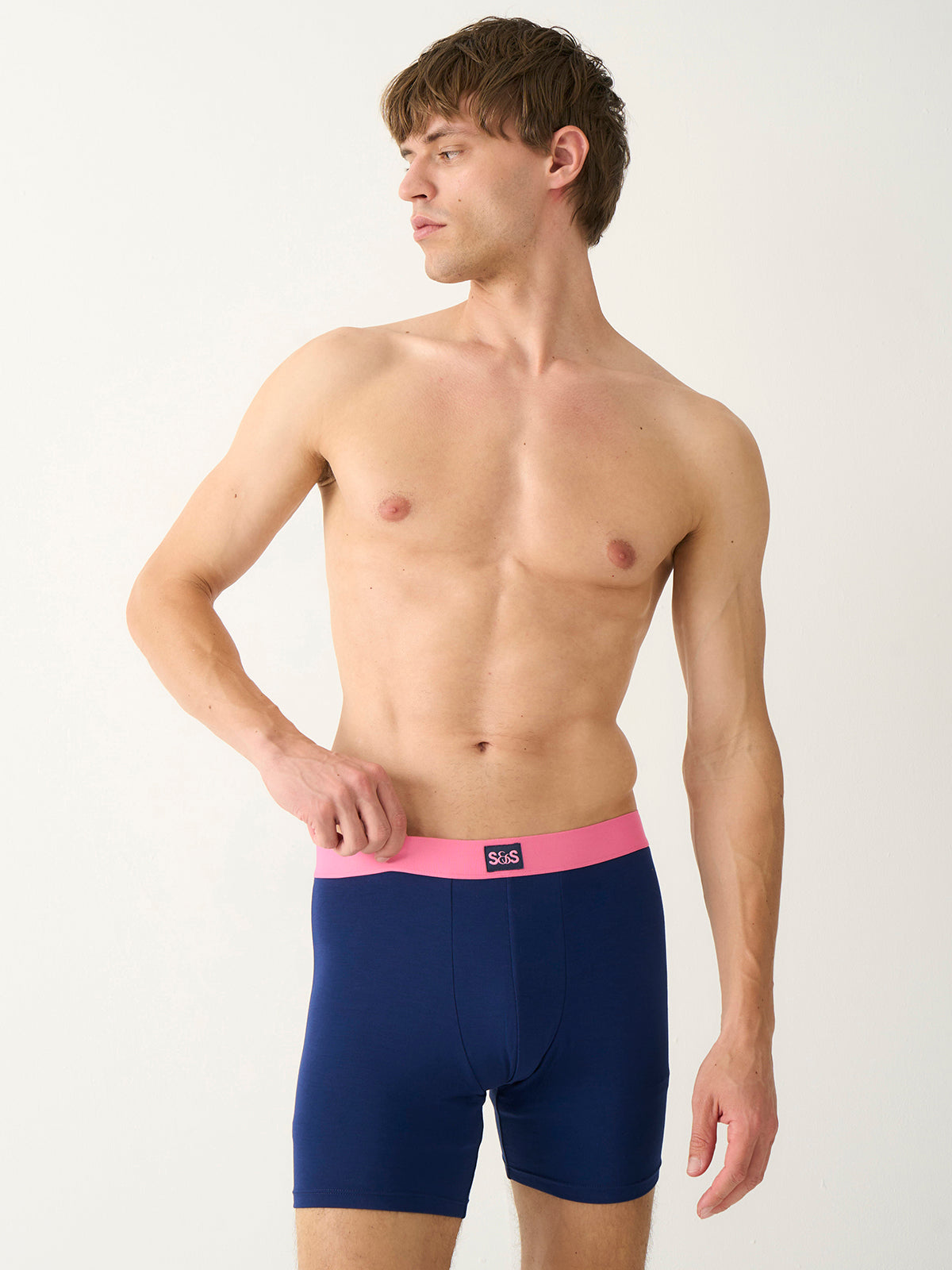 Men's Boxer - Navy & Pop Pink