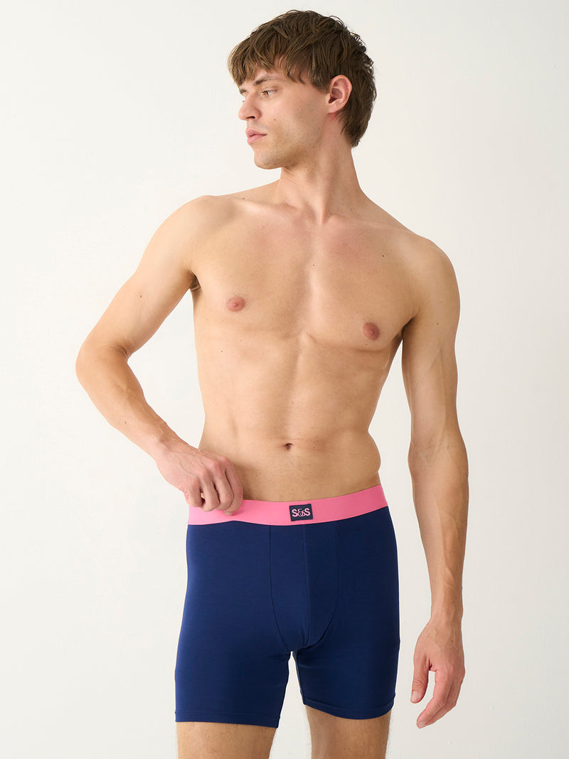 Men's Boxer - Navy & Pop Pink