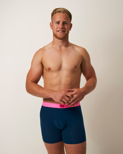 Men's Boxer - Midnight and Neon Pink Stripe & Stare