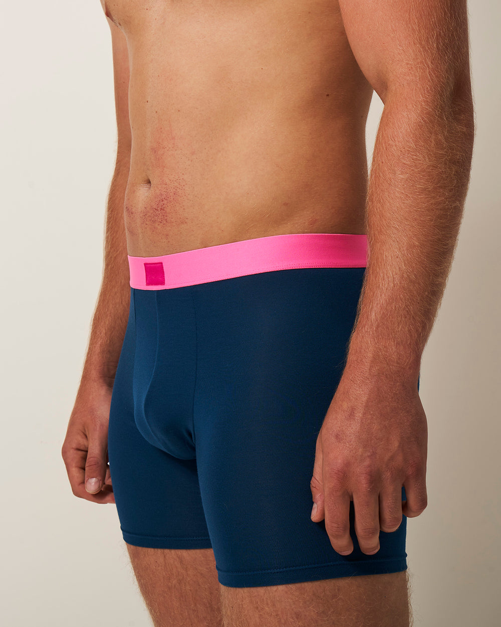 Men's Boxer - Midnight and Neon Pink Stripe & Stare