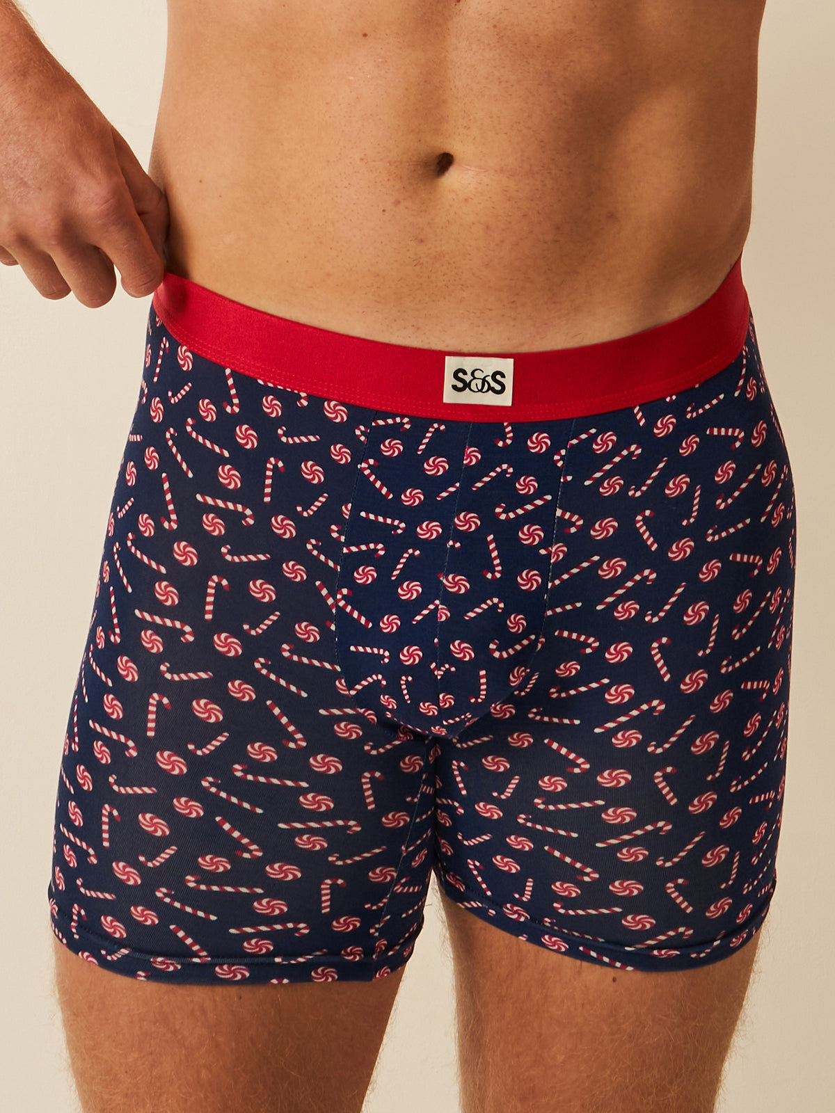 Men's Boxer - Navy Candy Cane Swirl
