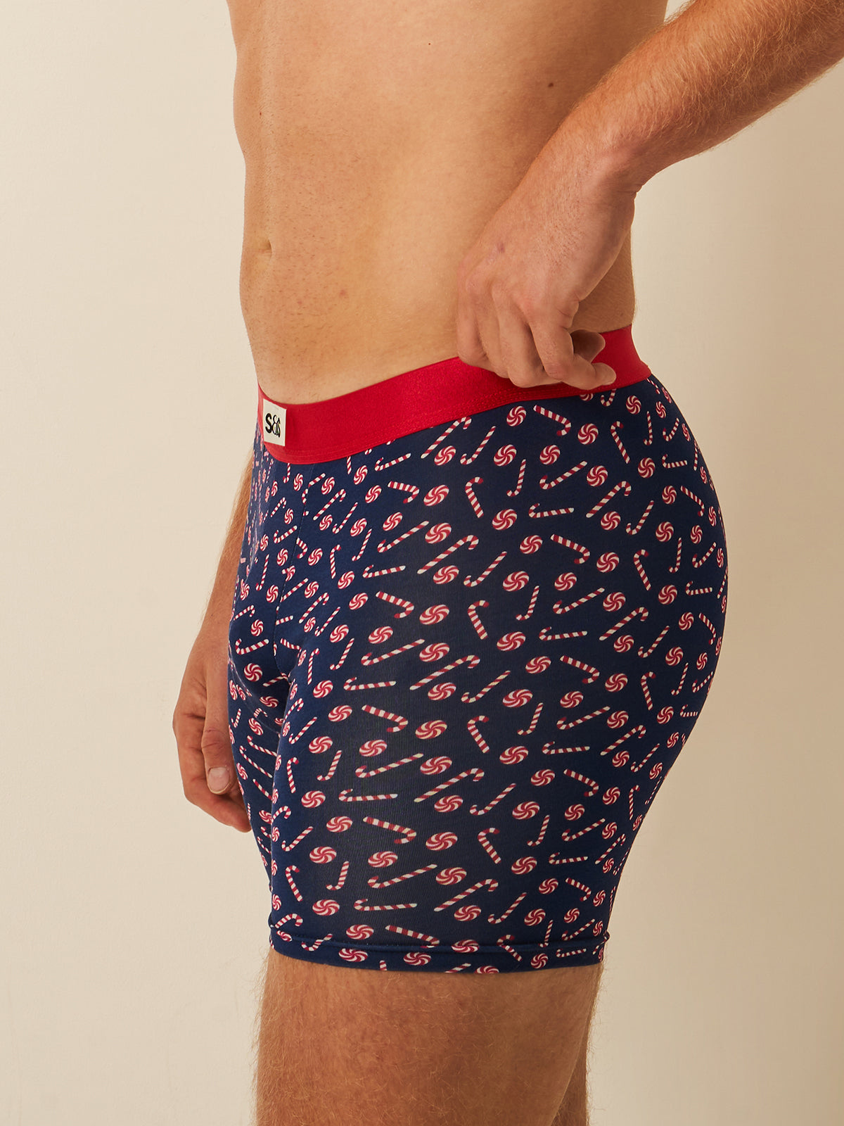Men's Boxer - Navy Candy Cane Swirl