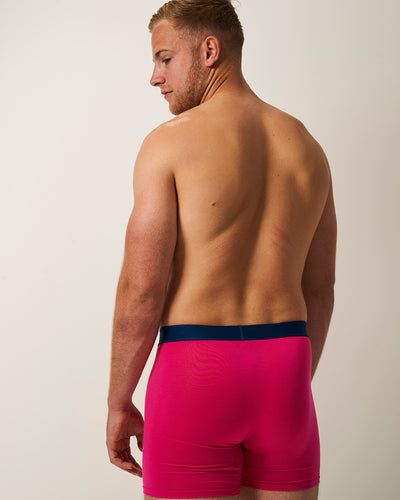 Men's Boxer - Raspberry and Midnight Stripe & Stare