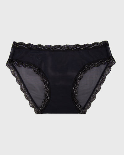 Mesh Original Brief - Black Sparkle Lace Stripe & Stare