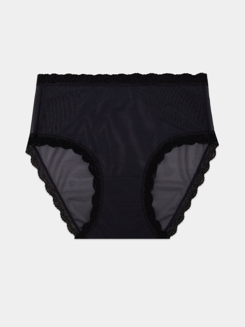 Mesh High Rise Brief - Black