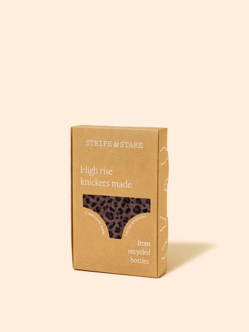 Mesh High Rise Brief - Chocolate Leopard