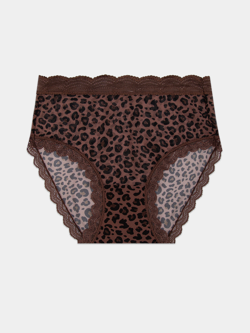 Mesh High Rise Brief - Chocolate Leopard