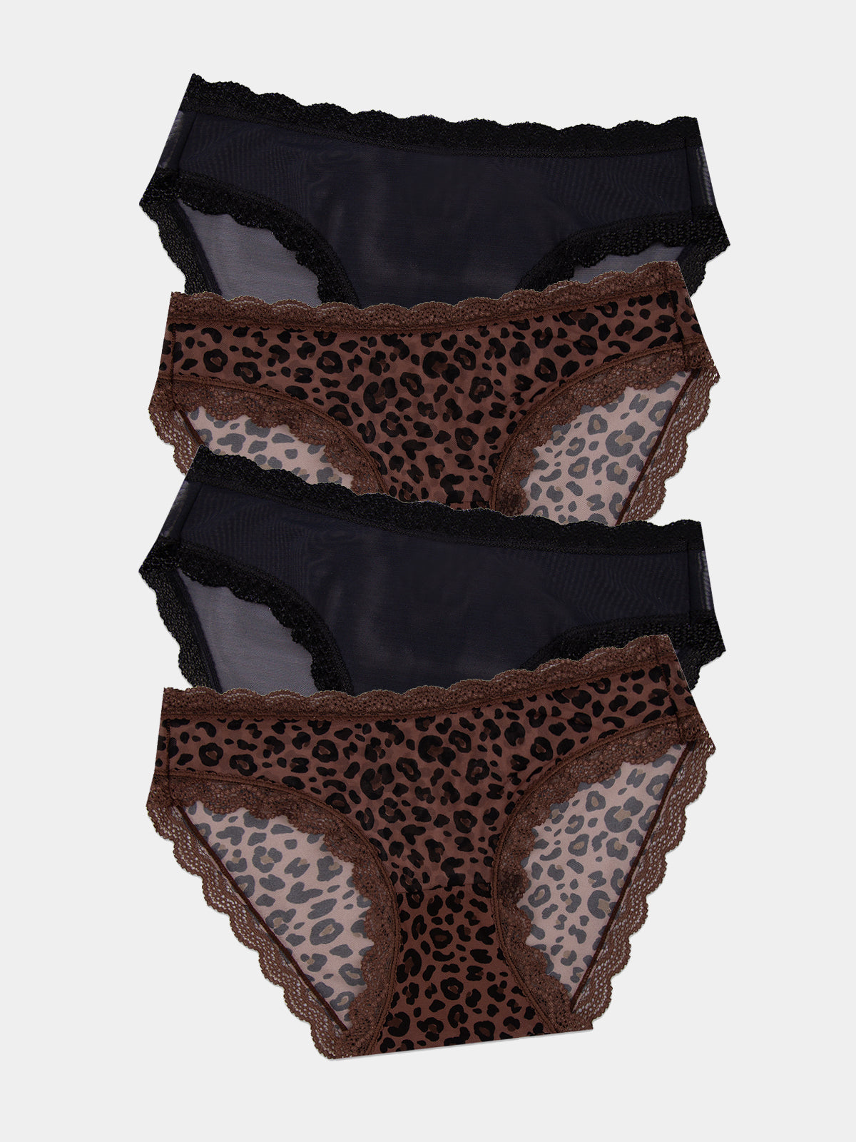 Mesh Original Brief Four Pack - Black & Leopard