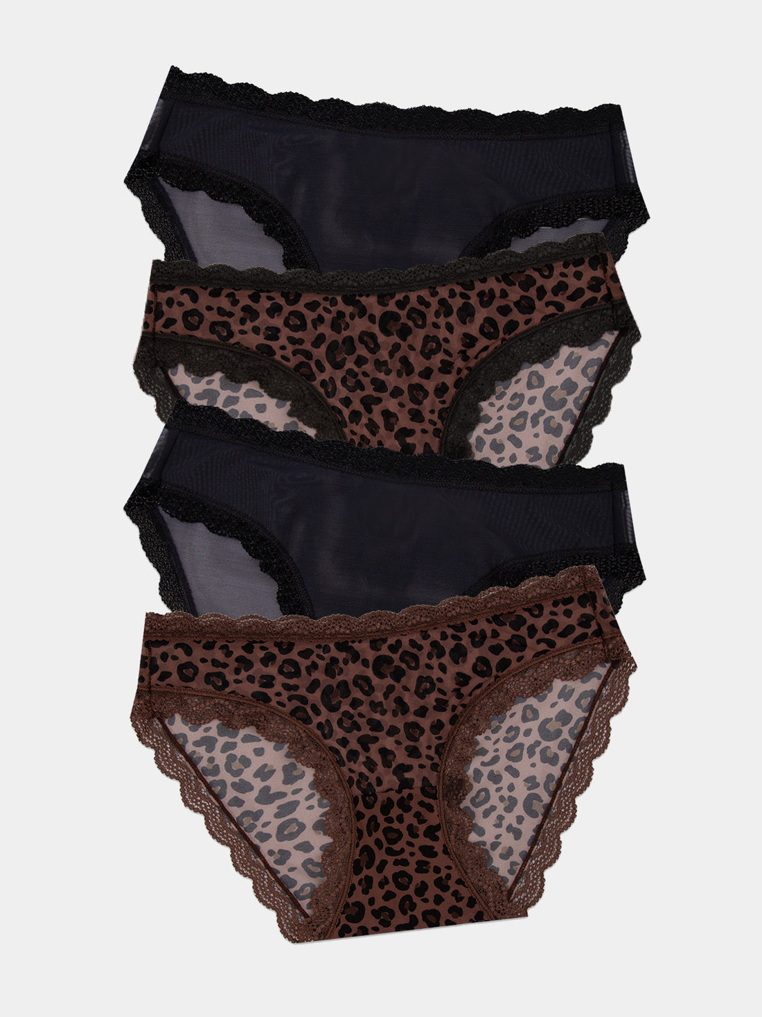Mesh Original Brief Four Pack - Black & Leopard | Sustainable TENCEL ...