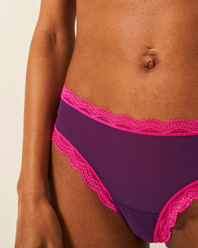 Mesh Brazilian Brief Four Pack - Purple & Raspberry Stripe & Stare