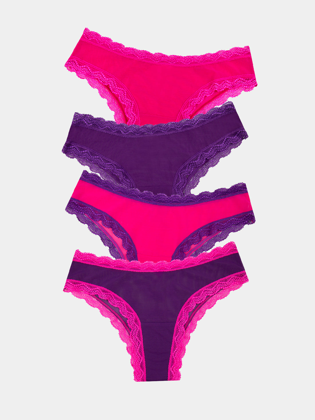 Mesh Brazilian Brief Four Pack - Purple & Raspberry Wholegood Inter-United Ltd