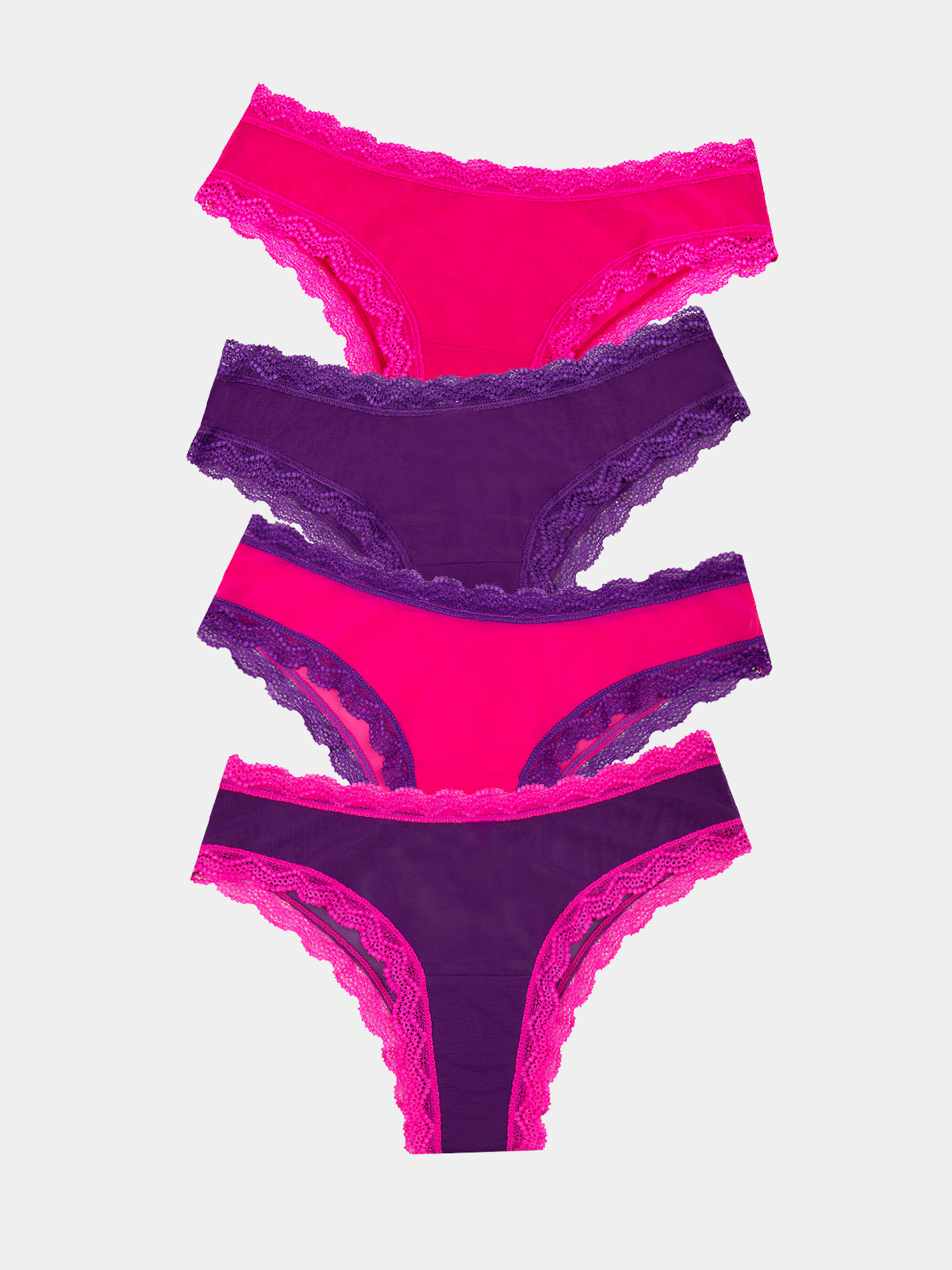 Mesh Brazilian Brief Four Pack - Purple & Raspberry Wholegood Inter-United Ltd