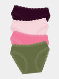 Mid Rise High Leg Brief Four Pack - Black Cherry & Olive