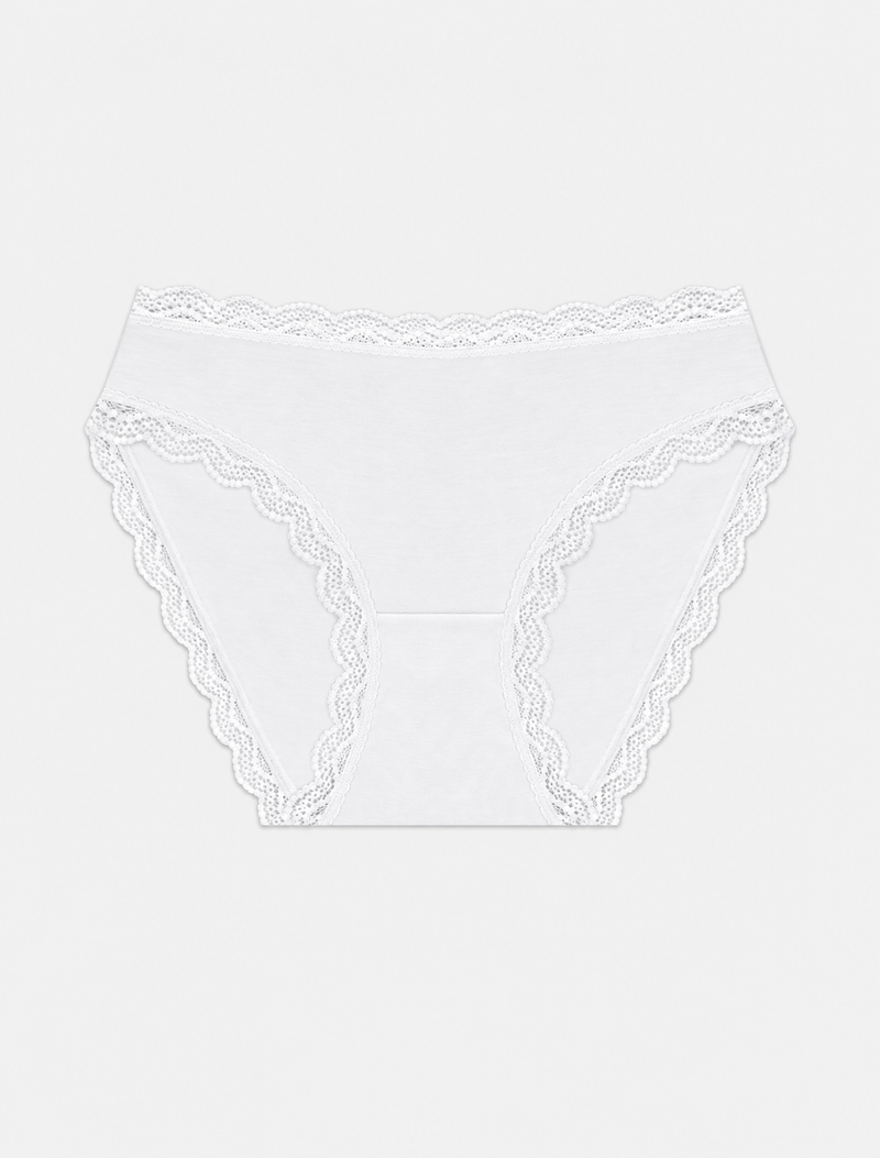 Mid Rise High Leg Brief - White