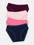 Mid Rise High Leg Brief Four Pack - Ocean & Black Cherry
