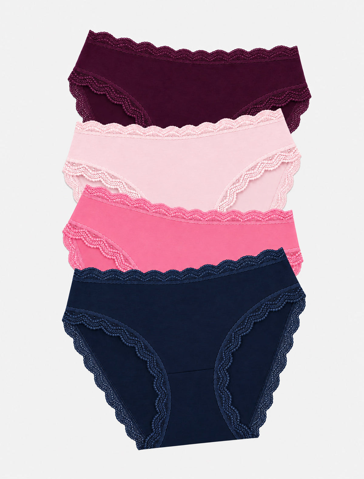 Mid Rise High Leg Brief Four Pack - Ocean & Black Cherry