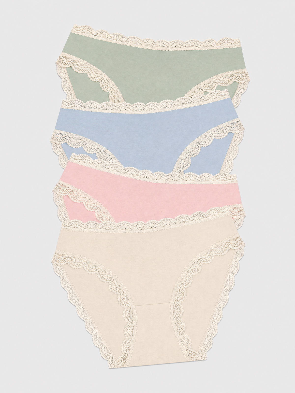 Mid Rise High Leg Brief Four Pack - Eucalyptus Pastels