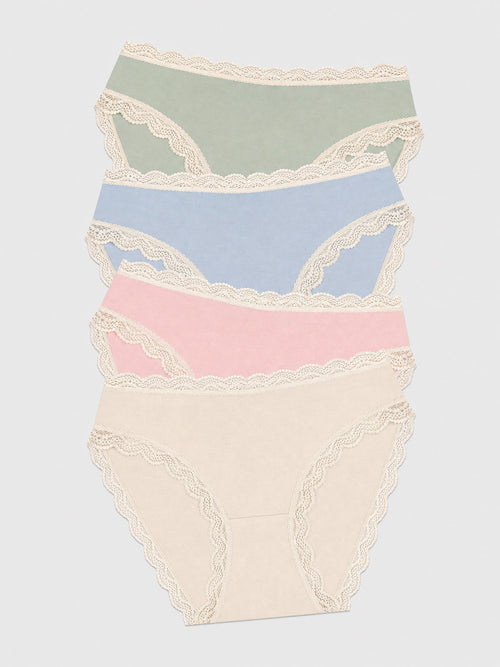 Mid Rise High Leg Brief Four Pack - Eucalyptus Pastels