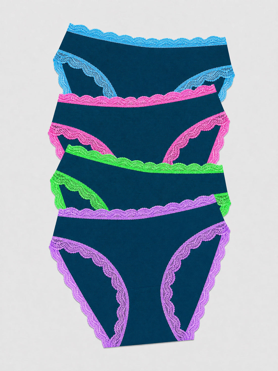 Mid Rise High Leg Brief Four Pack - Midnight Neon