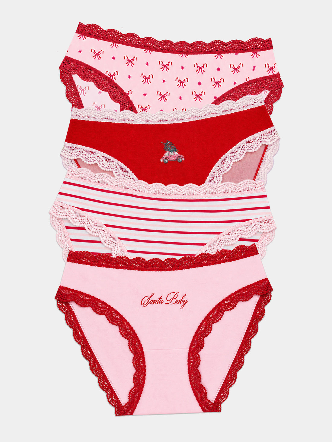 Mid Rise High Leg Brief Four Pack - Santa Baby