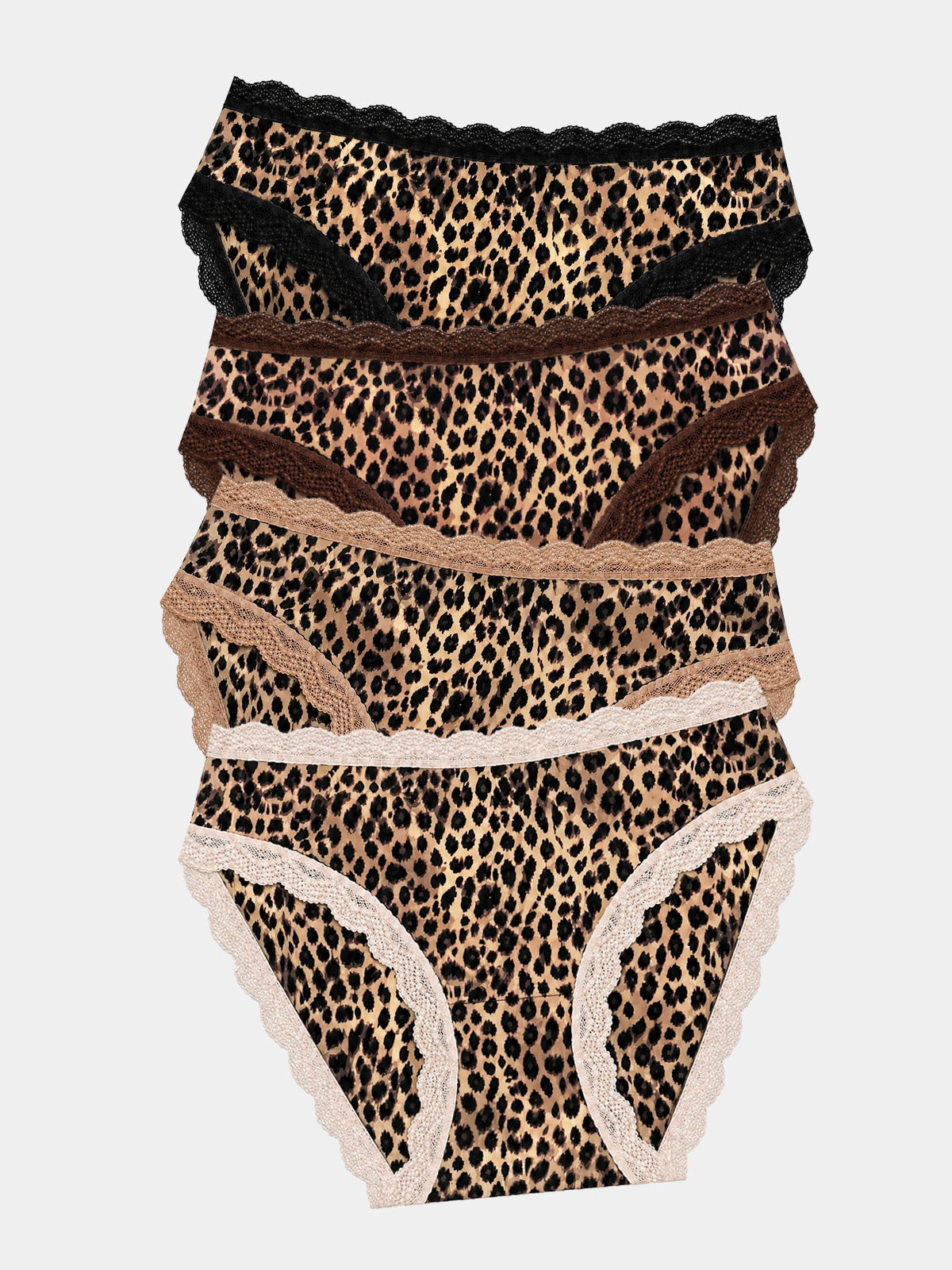 Mid Rise High Leg Brief Four Pack - True Leopard