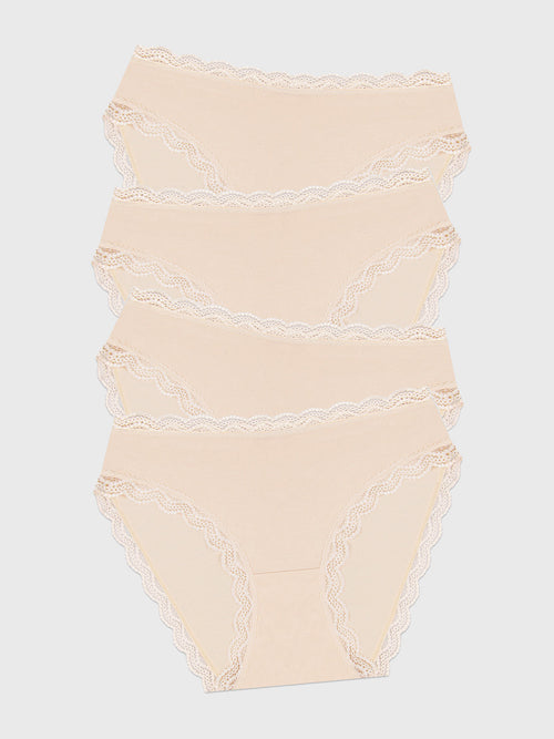 Mid Rise High Leg Brief Four Pack - Sand