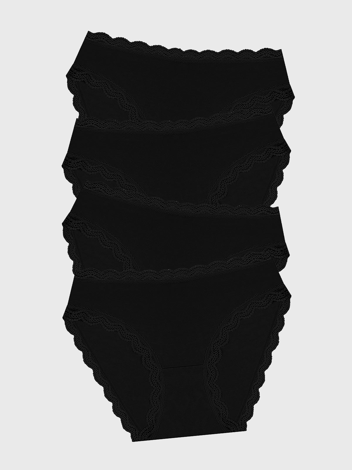 Mid Rise High Leg Brief Four Pack - Black