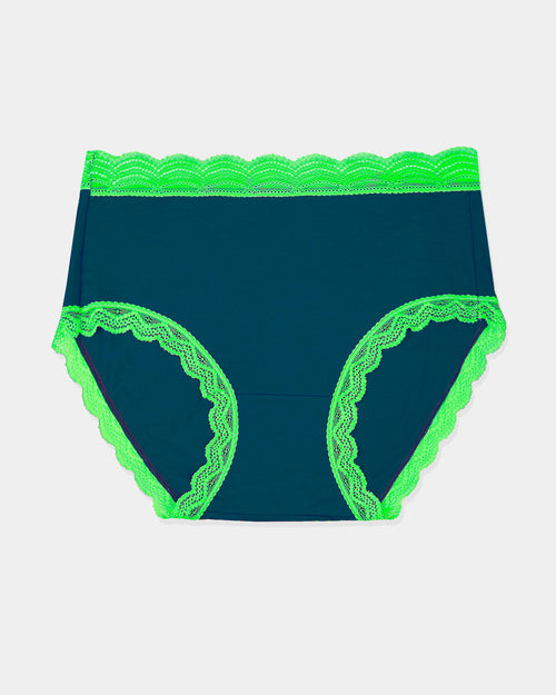 High Rise Brief - Midnight Neon Green Stripe & Stare®