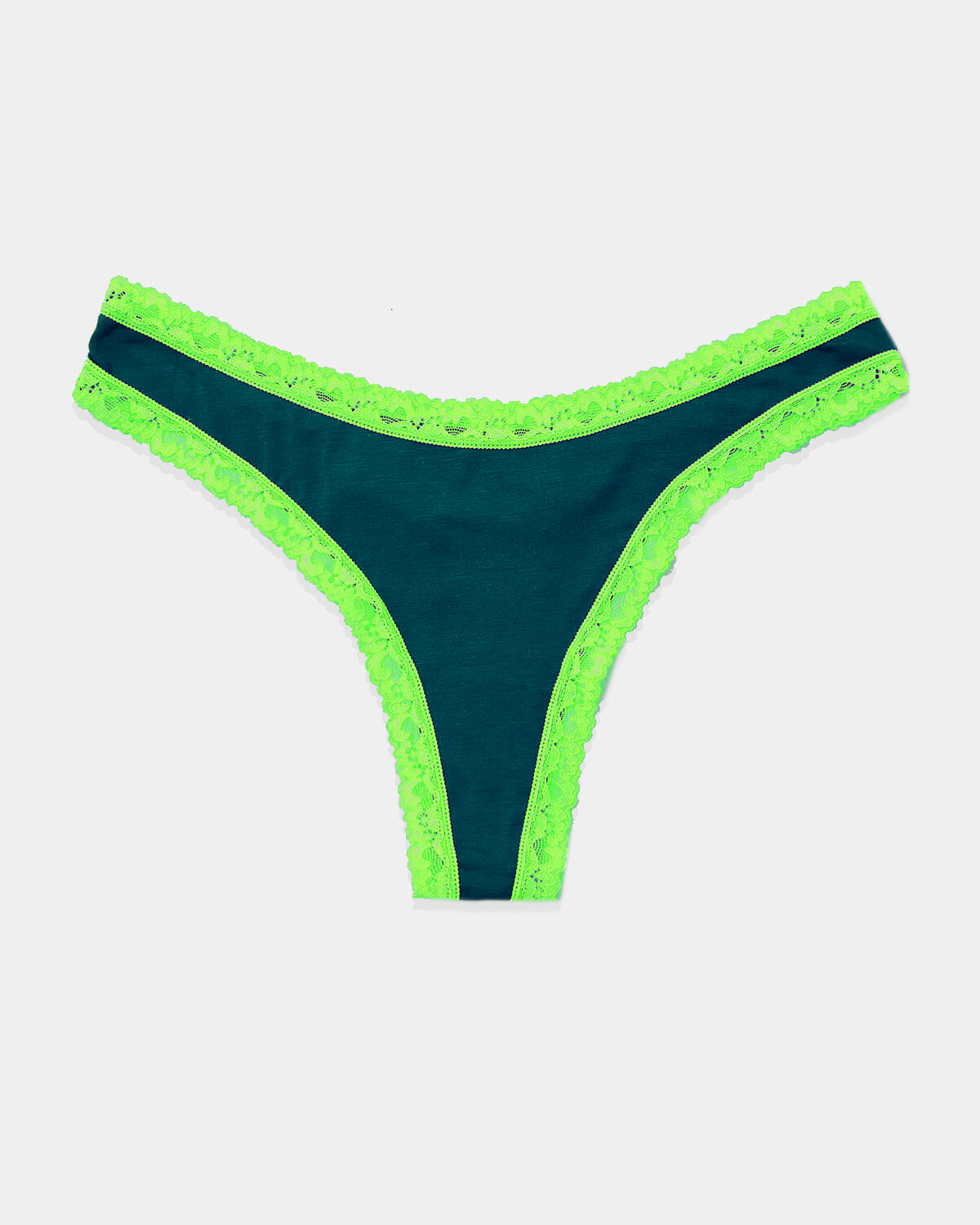 Thong Midnight Neon Green Sustainable TENCEL Lace Underwear