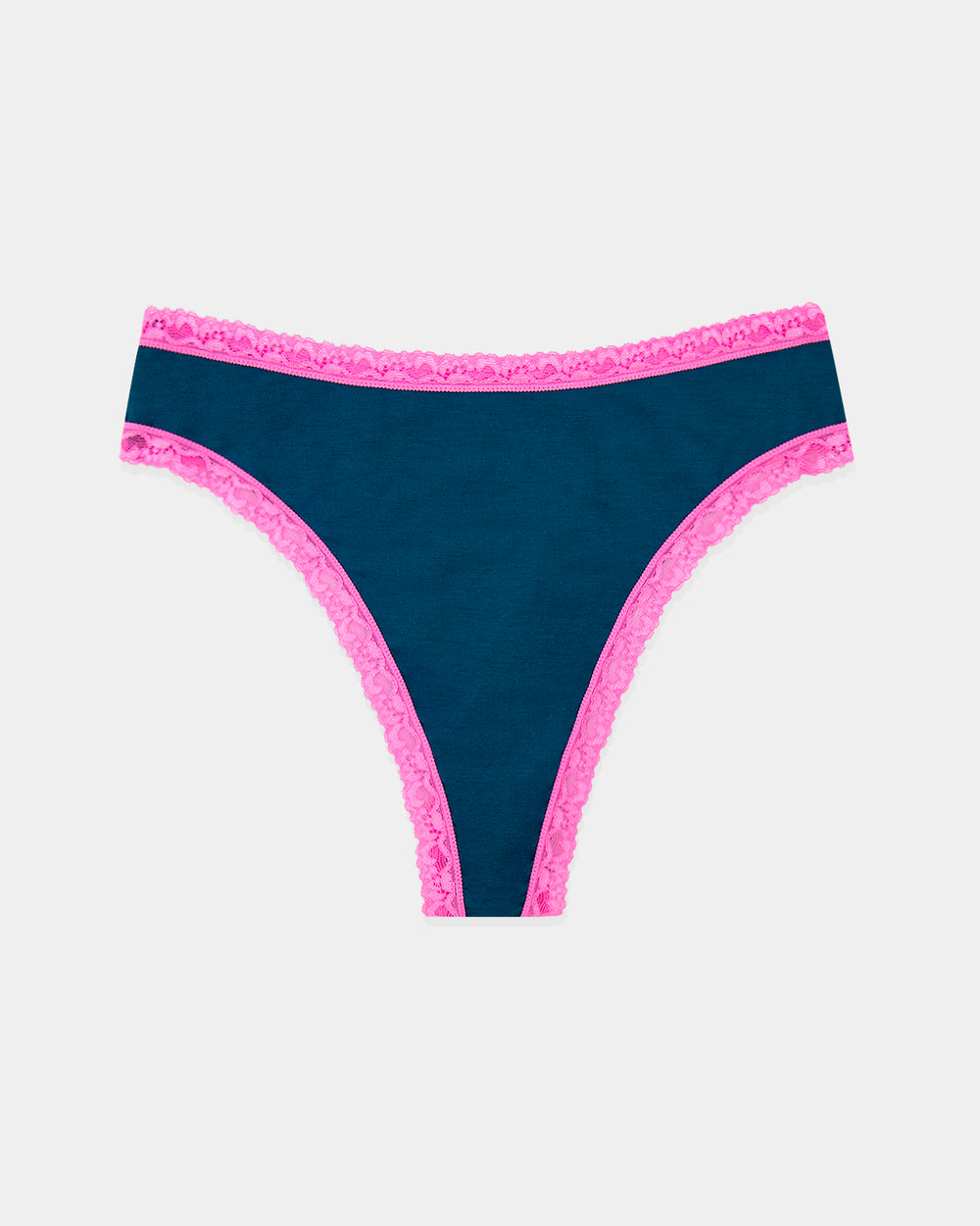 High Waist Thong - Midnight Neon Pink Stripe & Stare