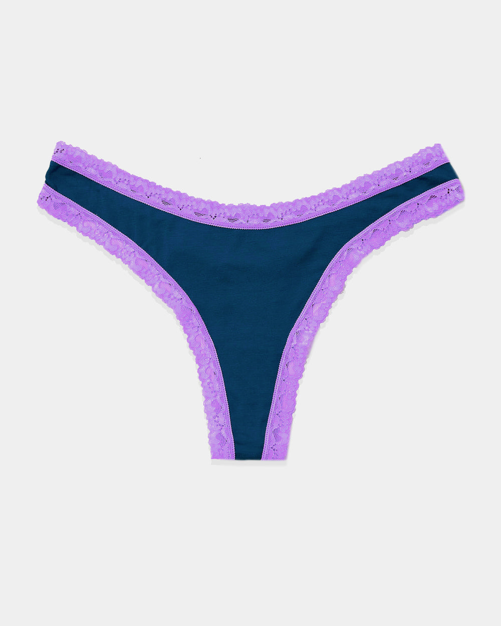 Custom Letter Logo Striped Low Waist Purple Lace Panties No Show