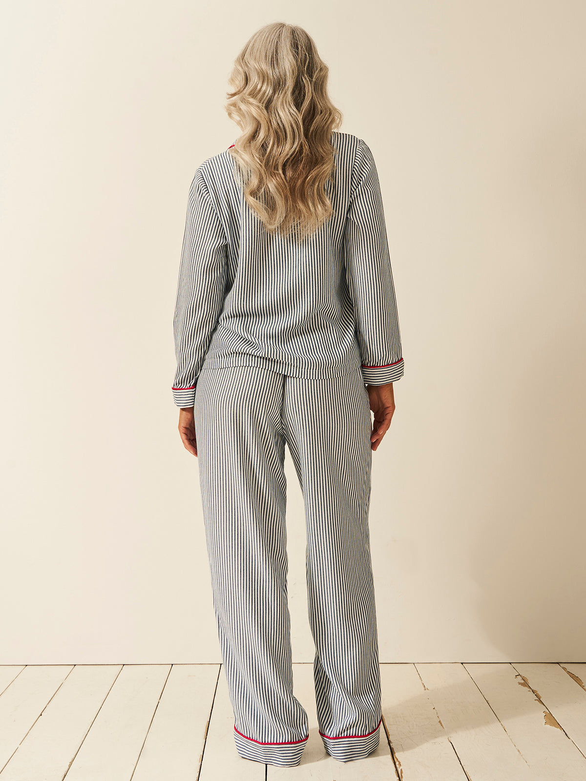 Soft Brushed Woven Pajama Bottoms - Midnight Stripe Anjos & Lourenco
