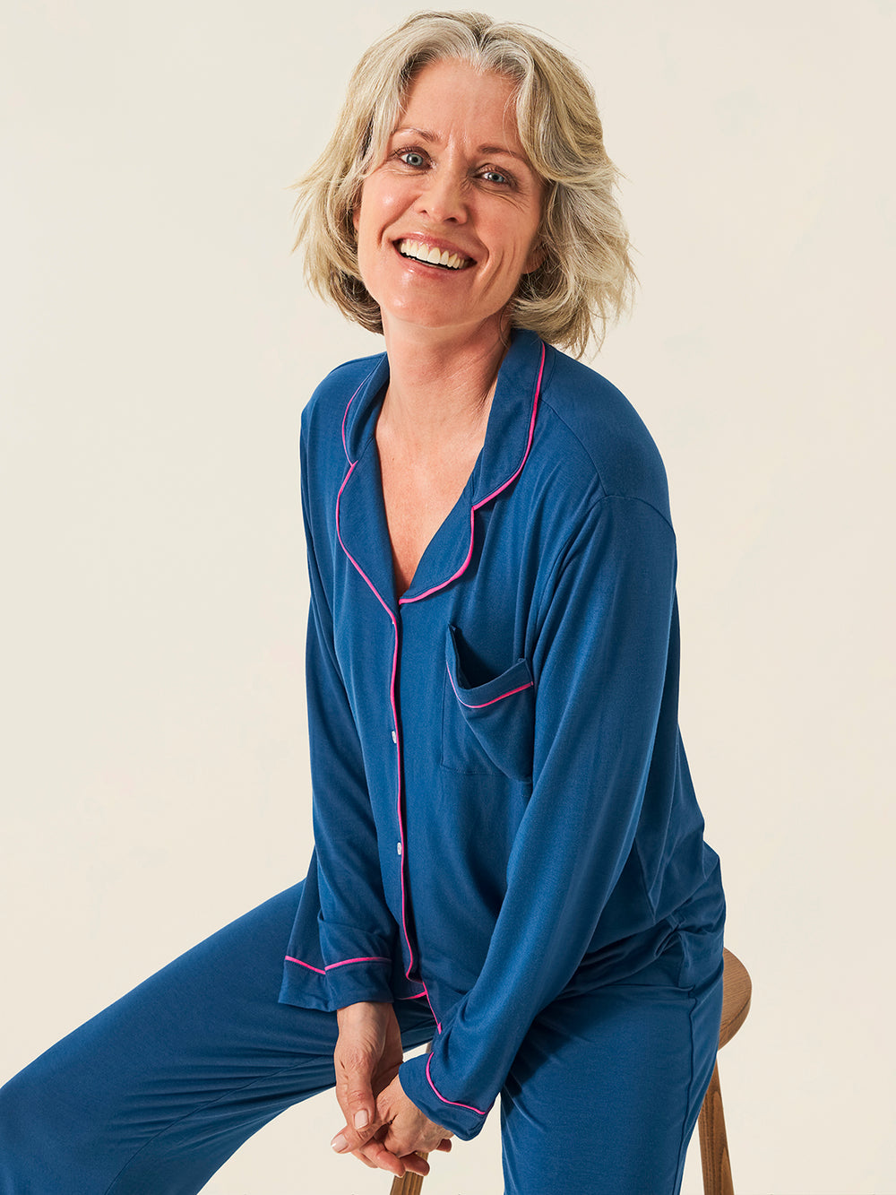 Long Pajama Set - Midnight and Raspberry Wholegood Inter-United Ltd