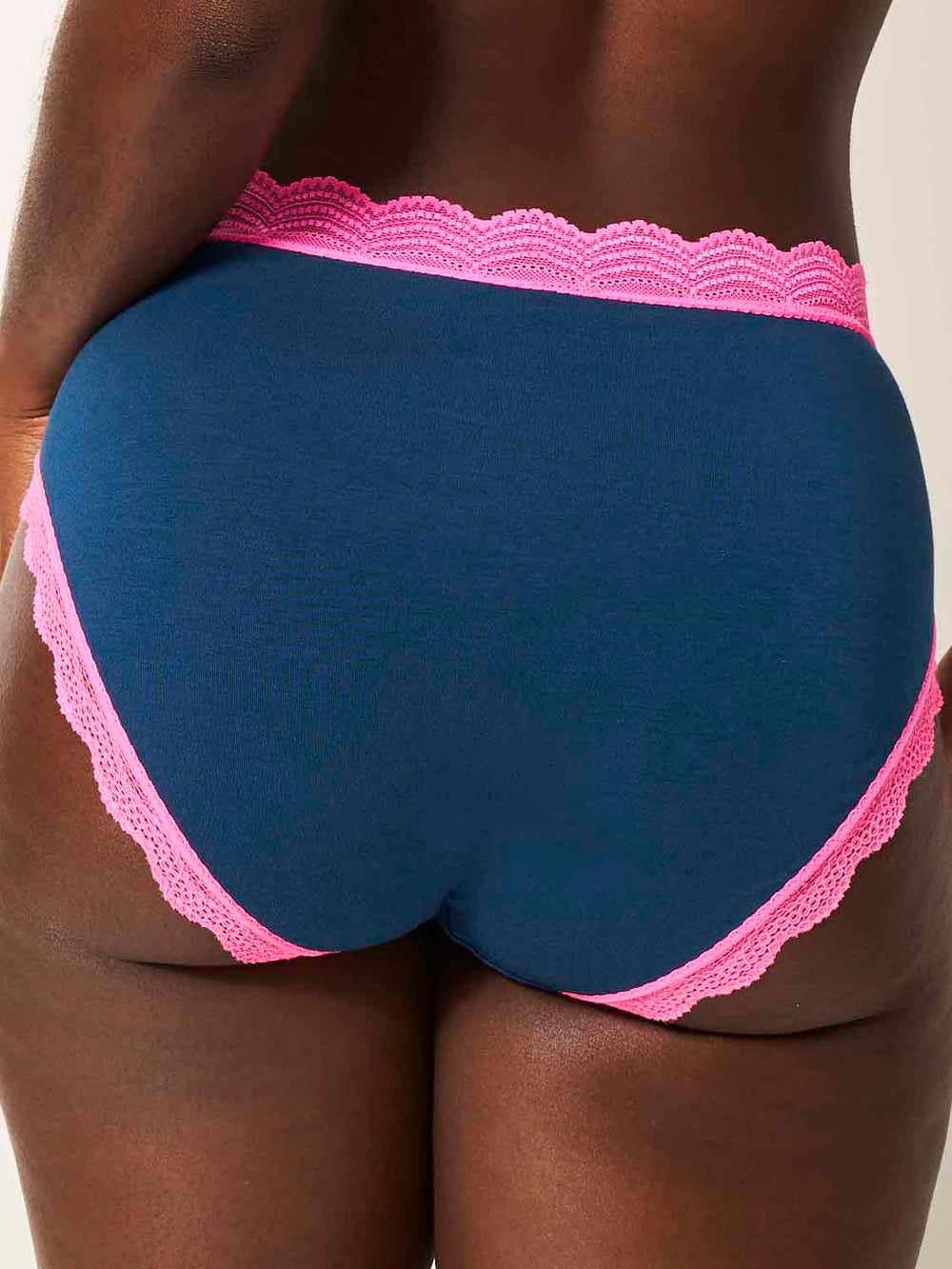 High Rise Brief - Midnight Neon Pink Stripe & Stare