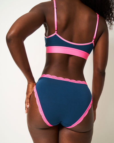 The Original Brief - Midnight Neon Pink Stripe & Stare