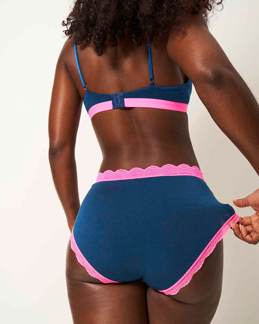 High Rise Brief - Midnight Neon Pink Stripe & Stare