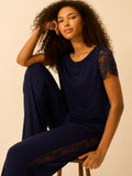 Eco Lace Long Pajama Bottoms - Navy
