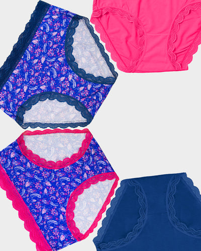 High Rise Brief Four Pack - Paisley Daze Stripe & Stare