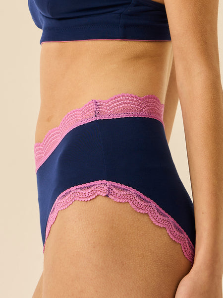 High Rise Brief - Navy & Sweet Violet