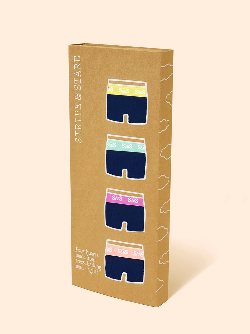 Women's Boxer Four Pack - Navy Pastels