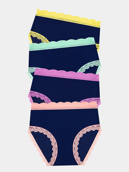 High Rise Brief Four Pack - Navy Pastels Wholegood Inter-United Ltd