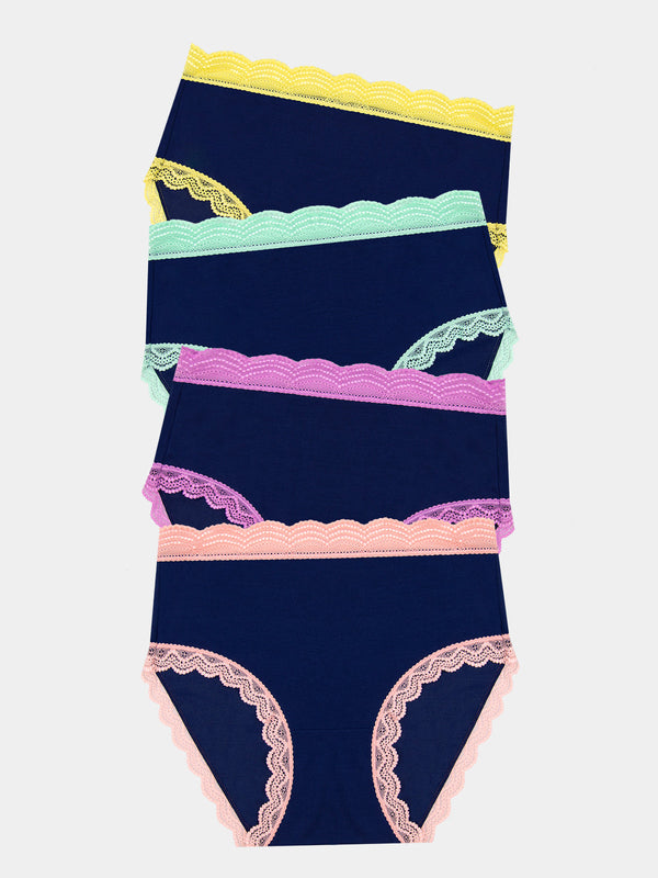 High Rise Brief Four Pack - Navy Pastels Wholegood Inter-United Ltd