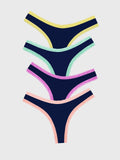 Thong Four Pack - Navy Pastels