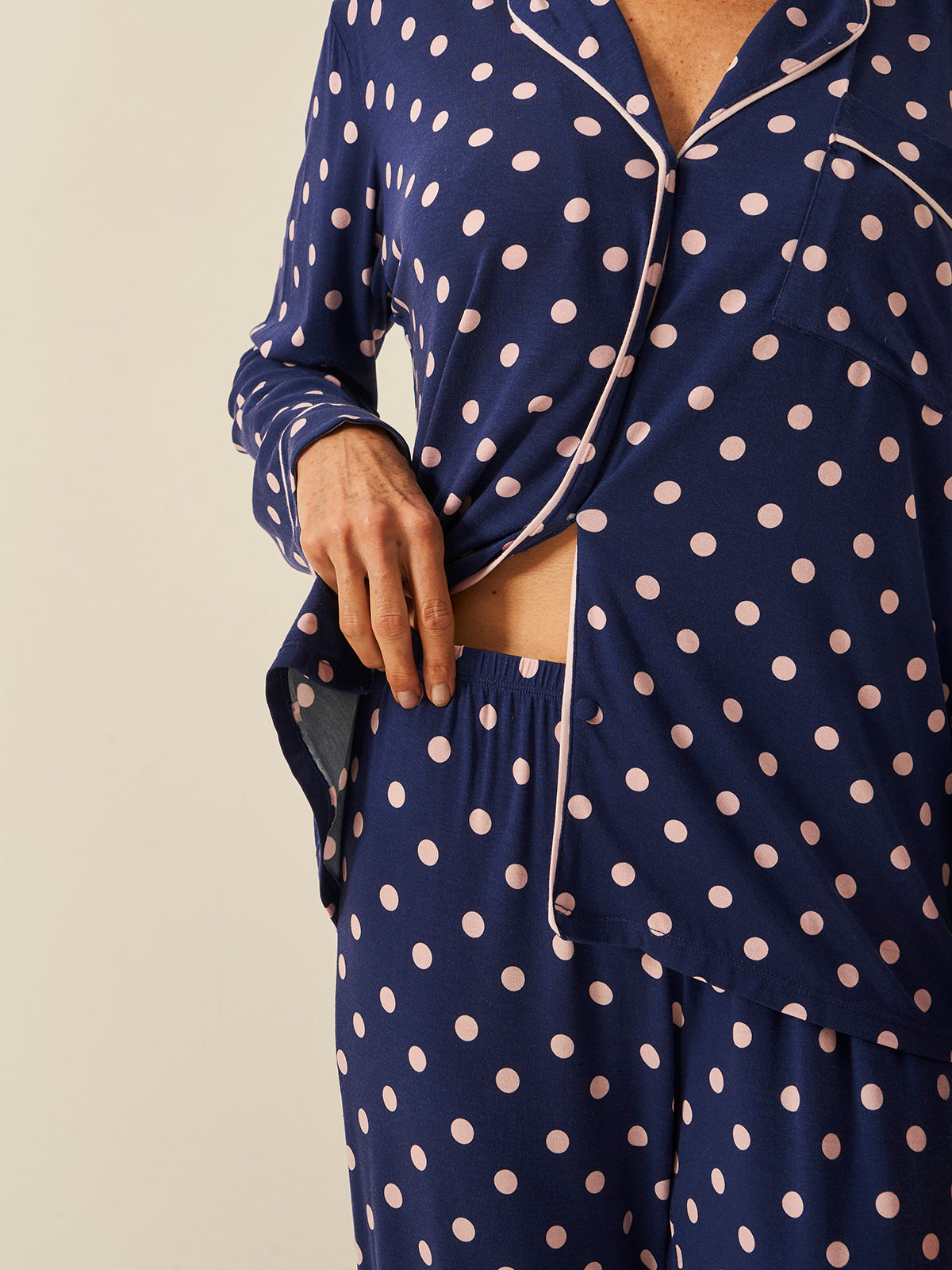 Long Pajama Set - Navy Spot