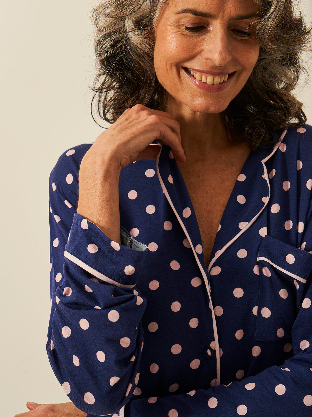 Long Pajama Set - Navy Spot