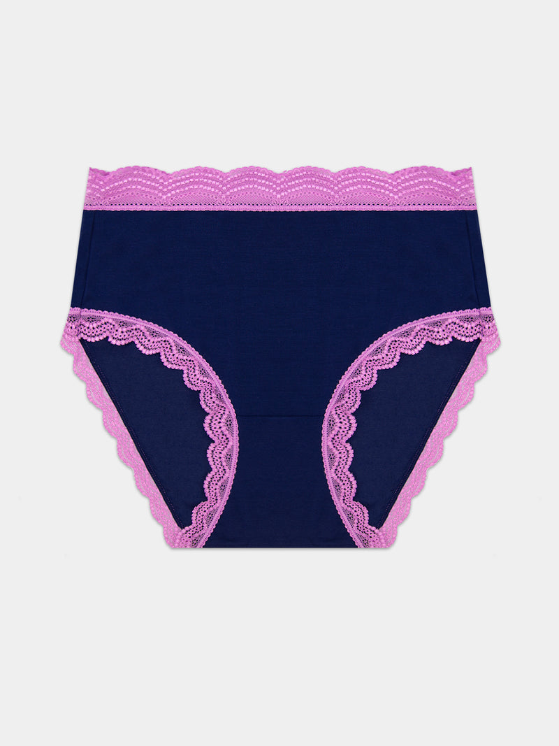 High Rise Brief - Navy & Sweet Violet