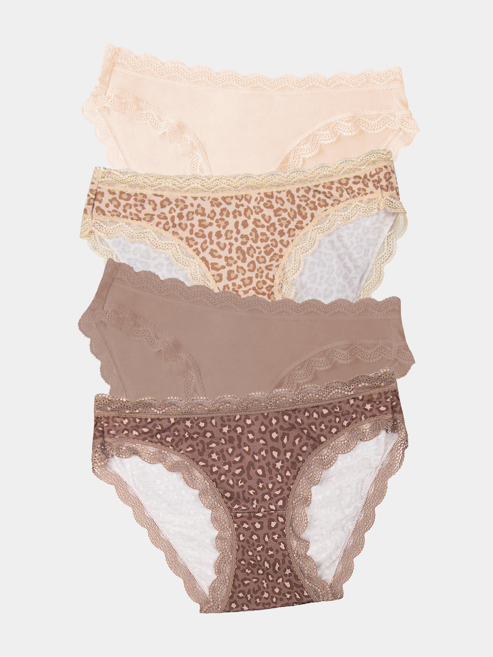 The Original Brief Four Pack - Neutral Leopard Stripe & Stare