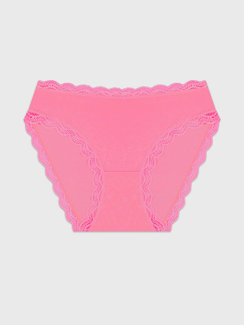 Mid Rise High Leg Brief - Pop Pink